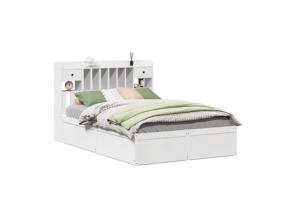 Cadre de lit sans matelas blanc 140x200 cm bois de pin massif