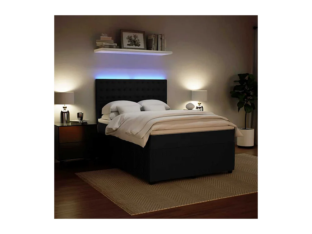 Sommier à lattes de lit avec matelas Noir 140x200 cm Velours