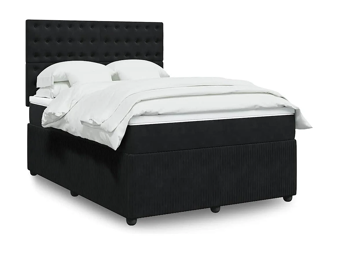 Boxspring met matras fluweel zwart 140x200 cm