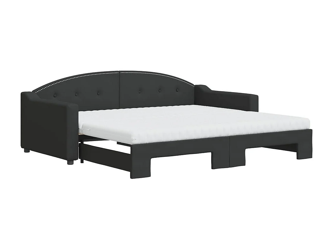 Divano Letto Estraibile con Materassi Nero 90x190 cm in Tessuto