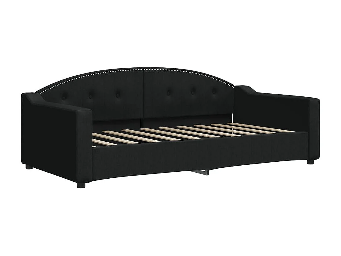 Divano Letto Estraibile con Materassi Nero 90x190 cm in Tessuto
