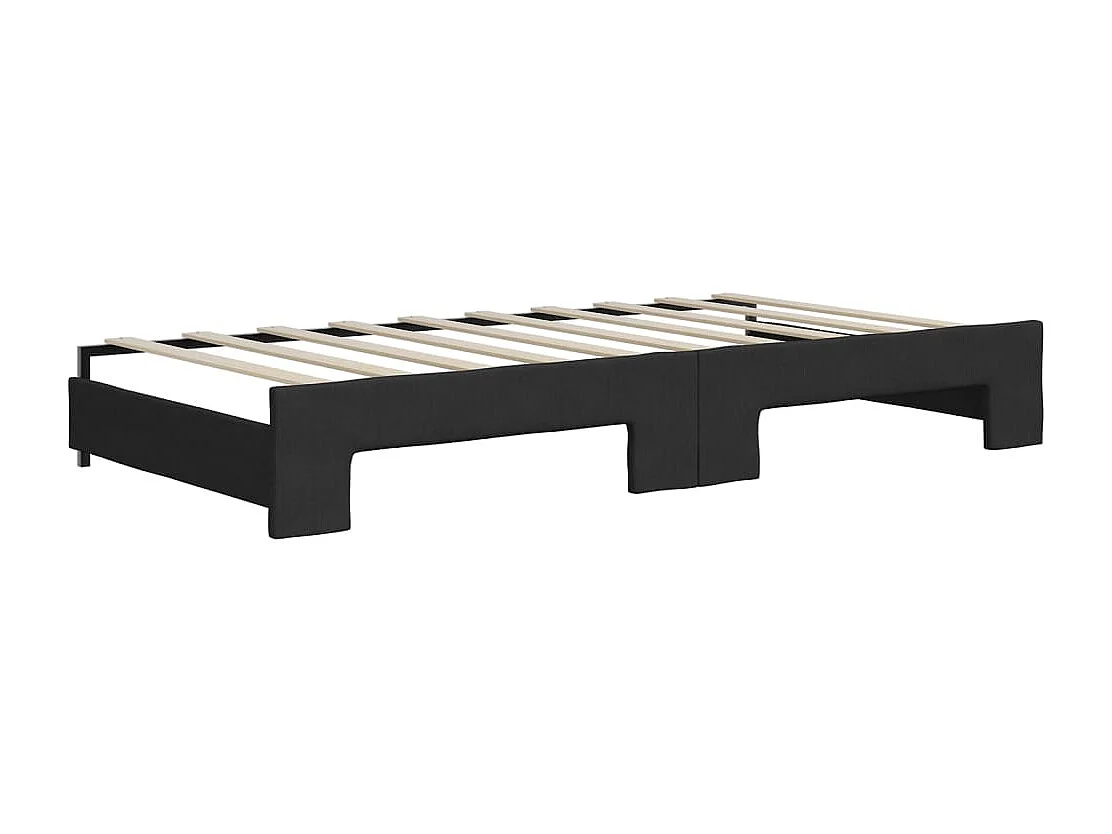 Divano Letto Estraibile con Materassi Nero 90x190 cm in Tessuto