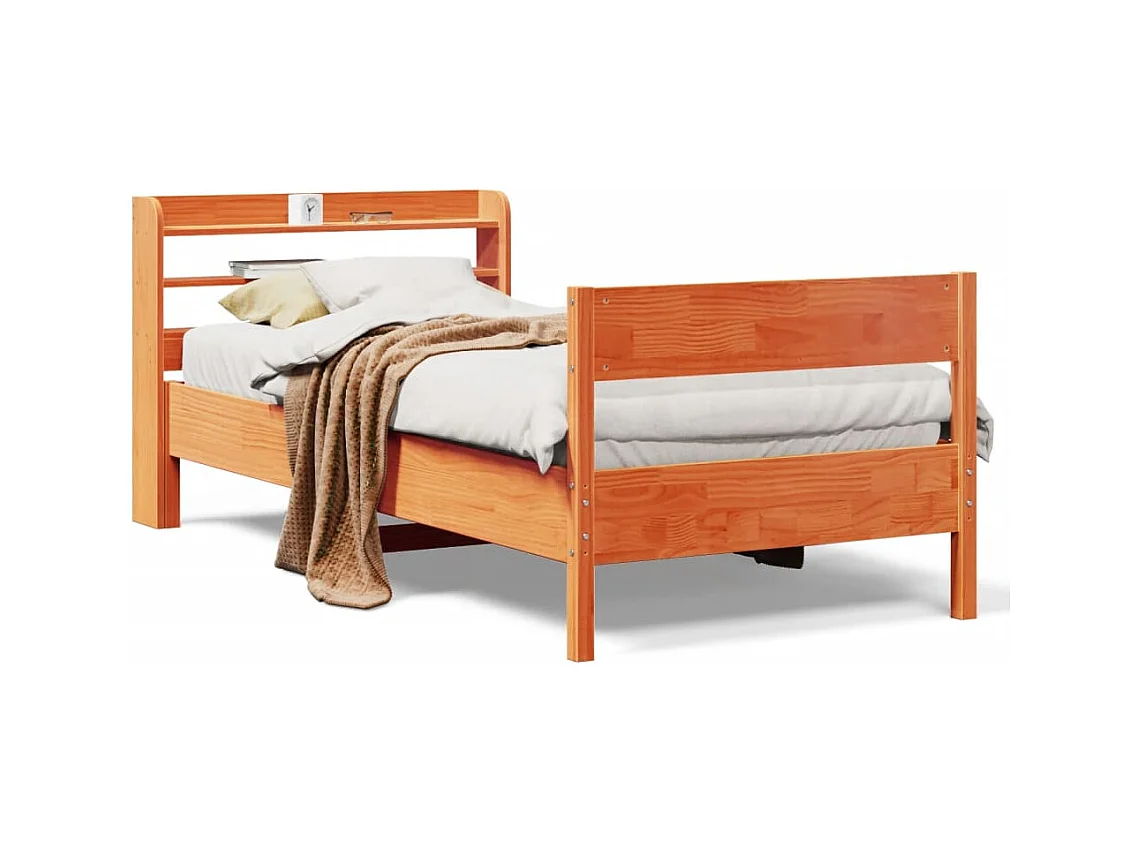 Letto senza Materasso Marrone Cera 100x200 cm in Legno di Pino