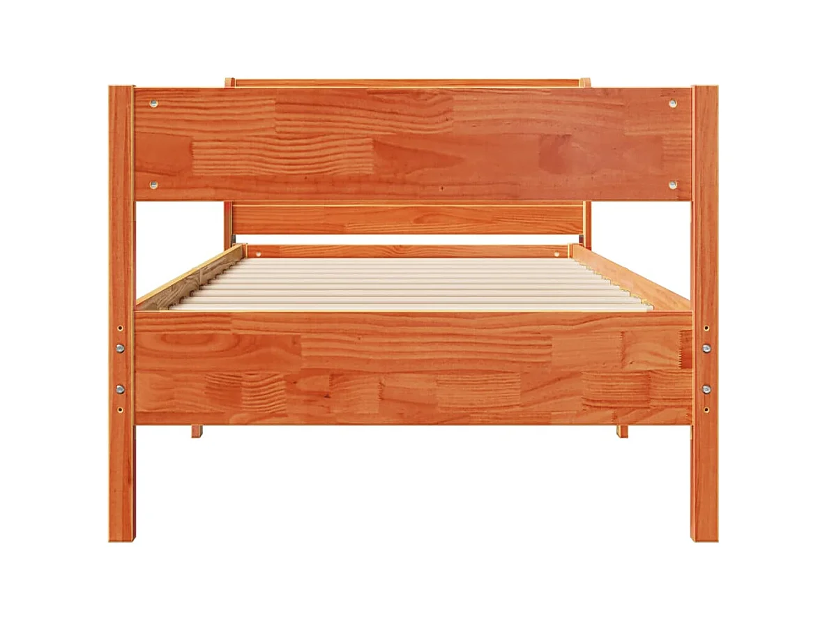 Letto senza Materasso Marrone Cera 100x200 cm in Legno di Pino