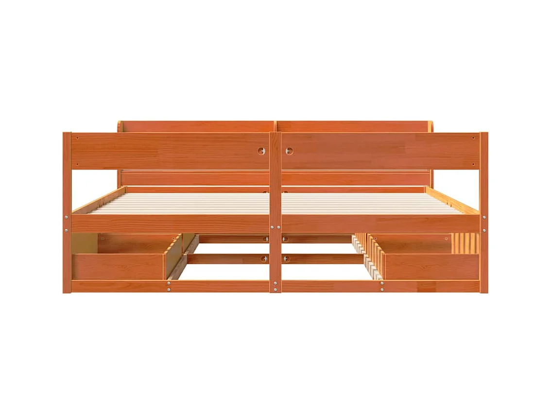 Cadre de lit sans matelas cire marron 180x200cm bois pin massif