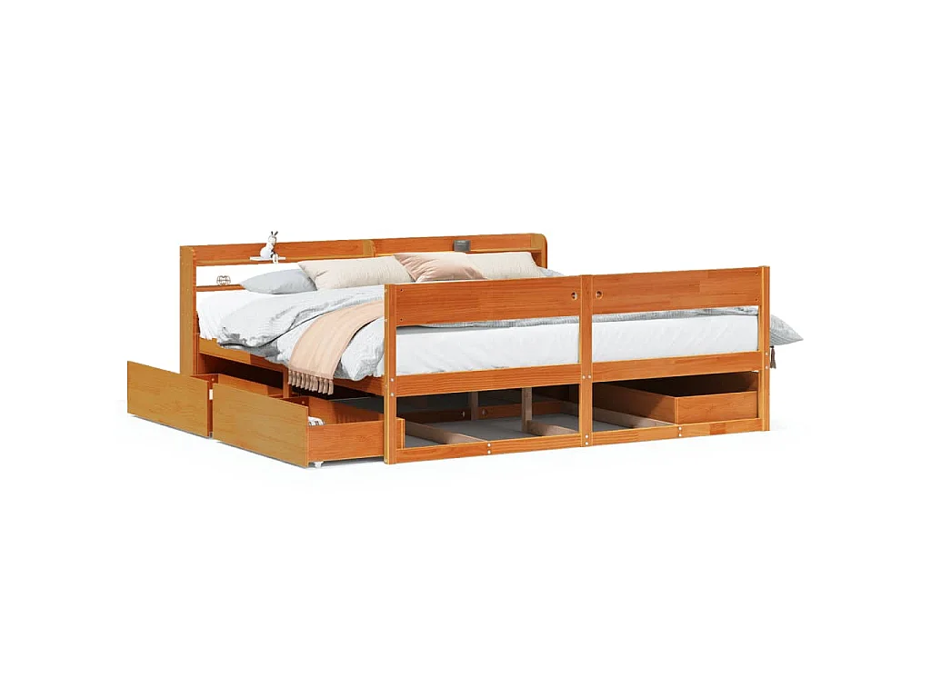 Letto senza Materasso Marrone Cera 180x200 cm in Legno di Pino