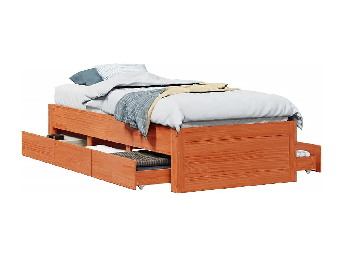 Cadre de lit sans matelas avec tiroirs 90x190 cm bois de pin