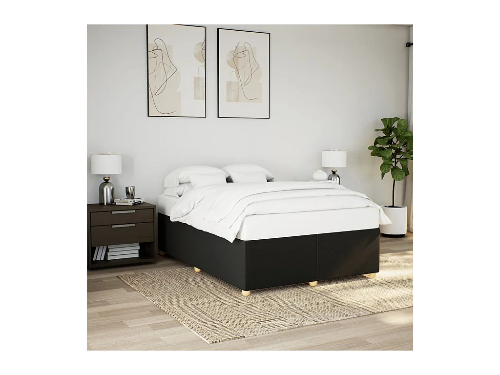 Cadre de lit sans matelas noir 140x200 cm tissu