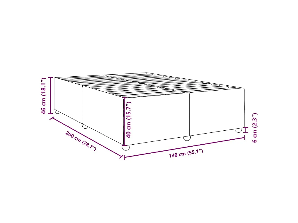 Cadre de lit sans matelas noir 140x200 cm tissu