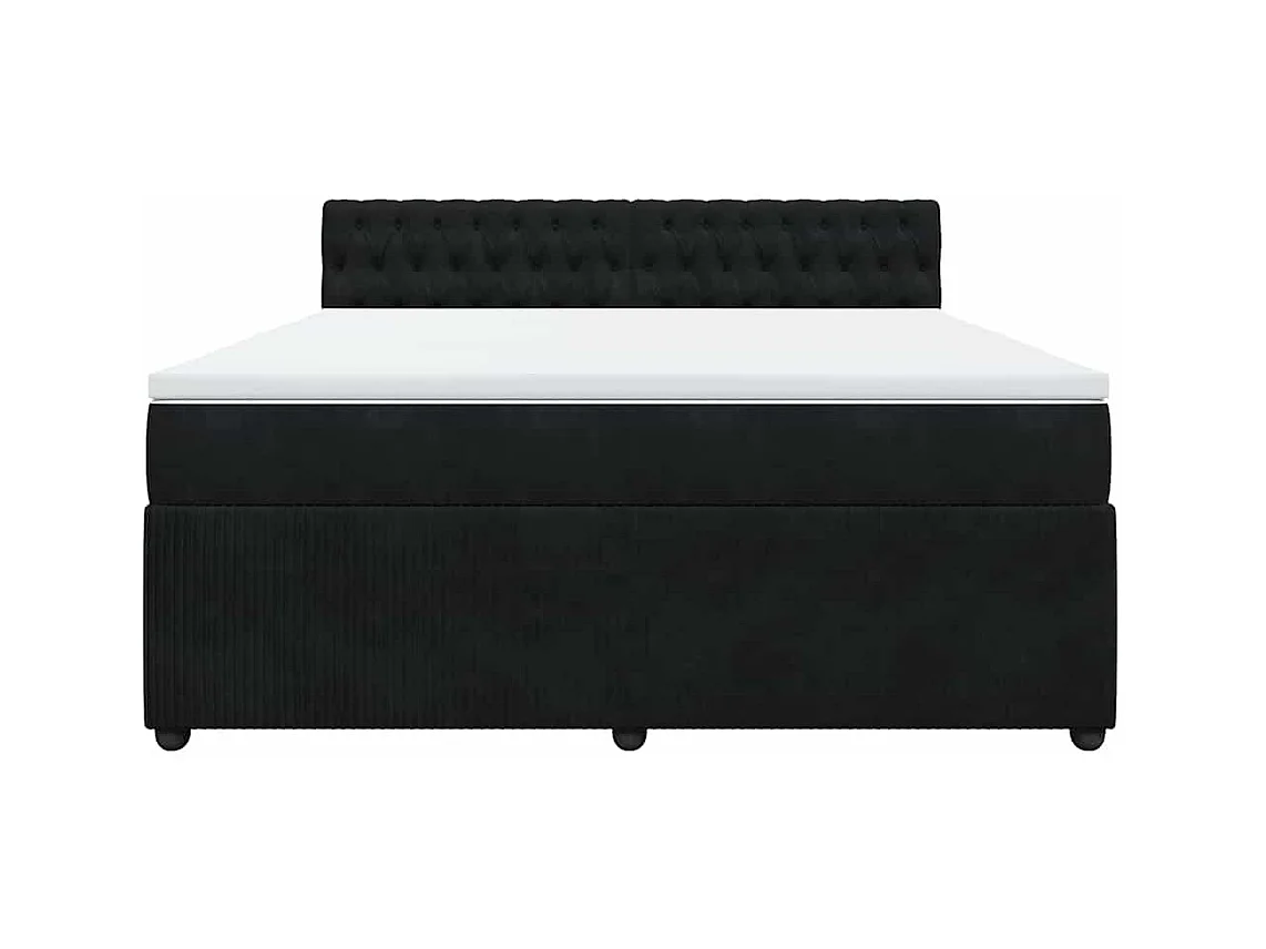Sommier à lattes de lit avec matelas Noir 180x200 cm Velours