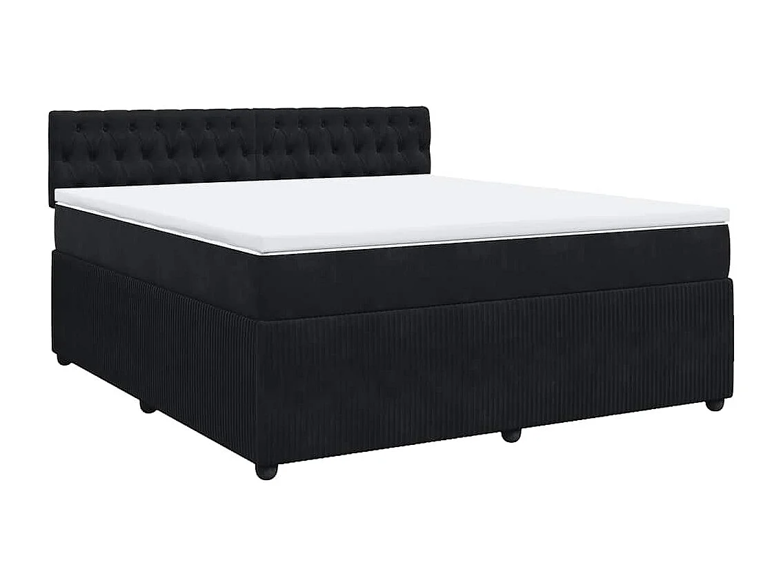 Cama box spring con colchón terciopelo negro 180x200 cm