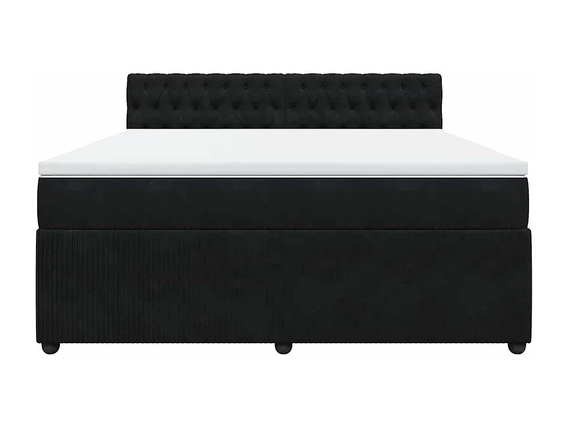 Cama box spring con colchón terciopelo negro 180x200 cm