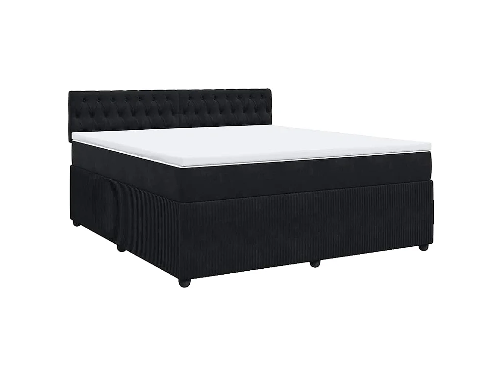 Boxspringbett mit Matratze Schwarz 180x200 cm Samt