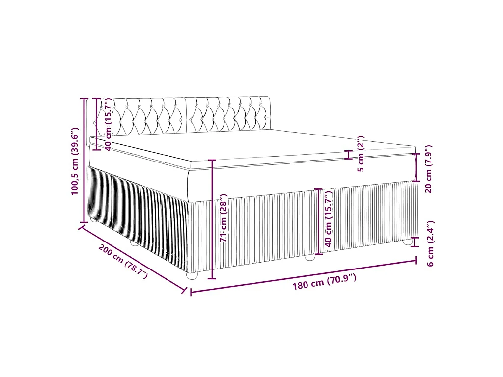 Boxspringbett mit Matratze Schwarz 180x200 cm Samt