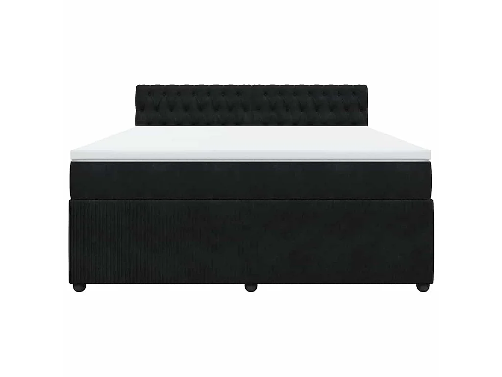 Boxspringbett mit Matratze Schwarz 180x200 cm Samt