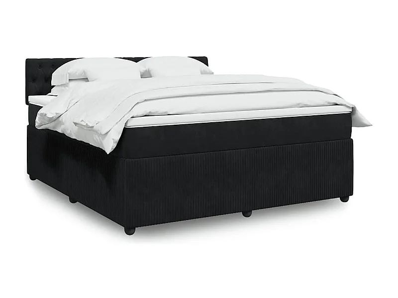 Sommier à lattes de lit avec matelas Noir 180x200 cm Velours