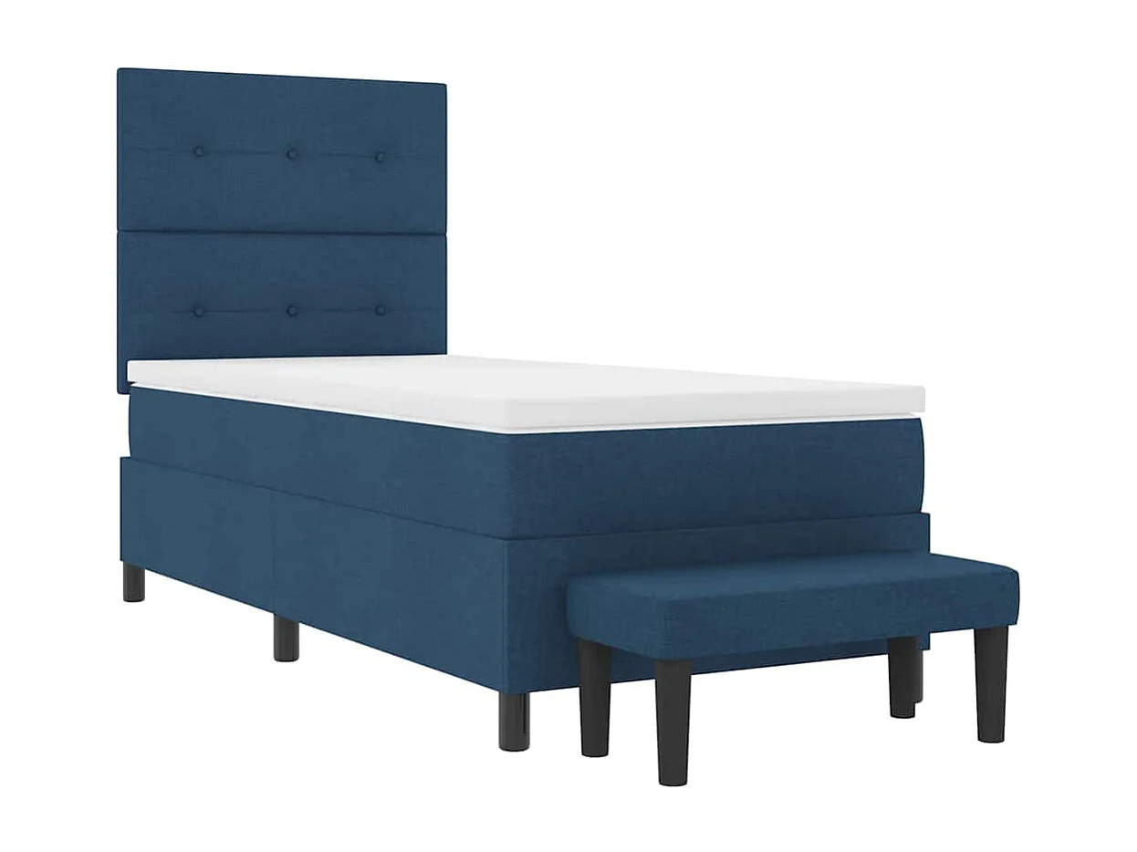 Lit à ressorts avec matelas Bleu 90 x 200 cm tissu