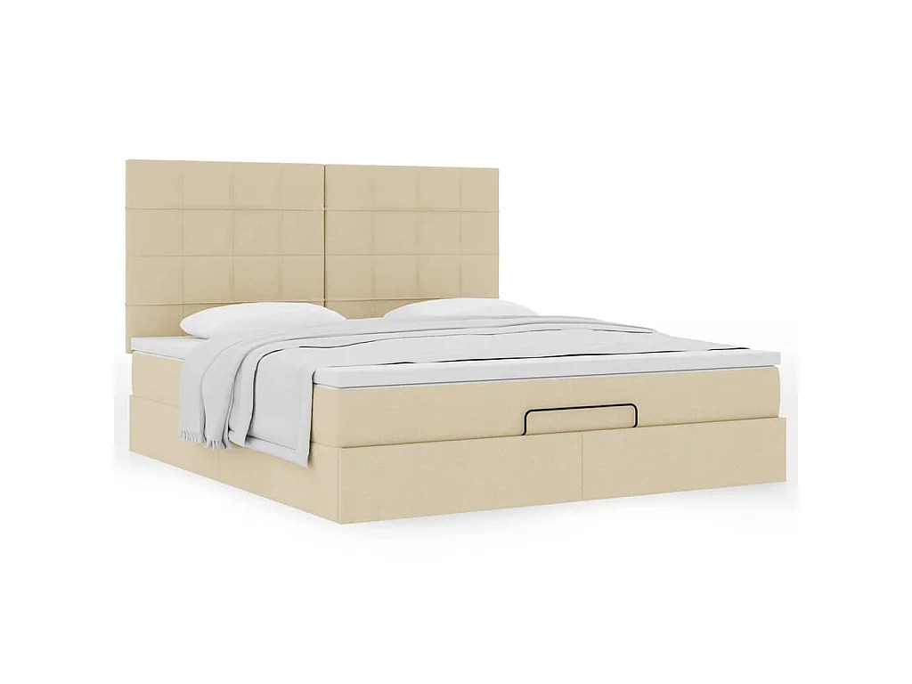 Ottoman bed met matras 160x200cm stof crèmekleurig