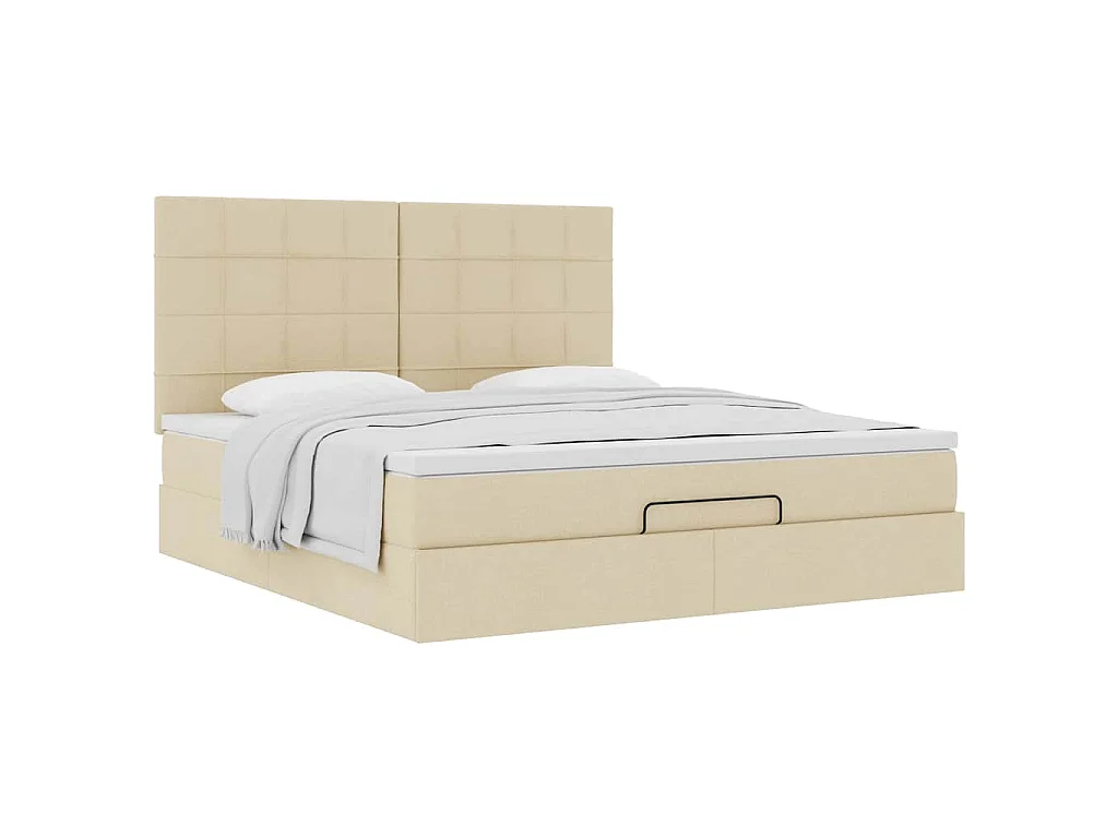 Ottoman bed met matras 160x200cm stof crèmekleurig