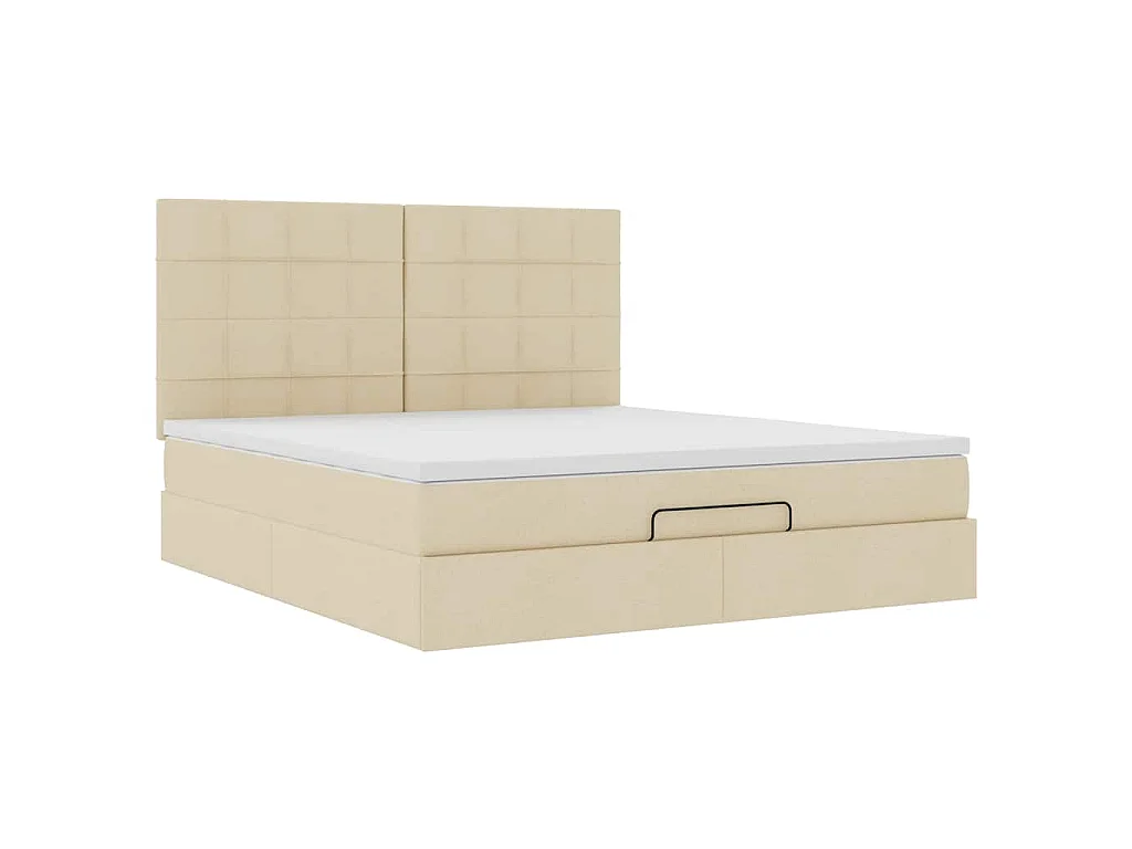 Ottoman bed met matras 160x200cm stof crèmekleurig