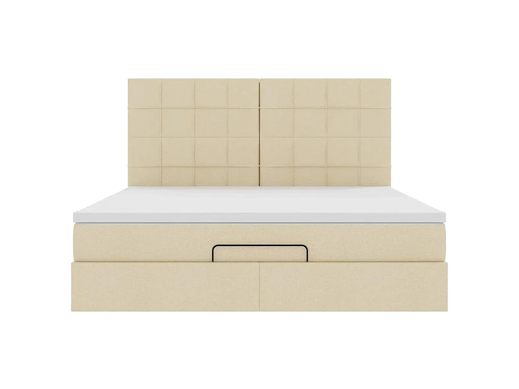 Ottoman bed met matras 160x200cm stof crèmekleurig