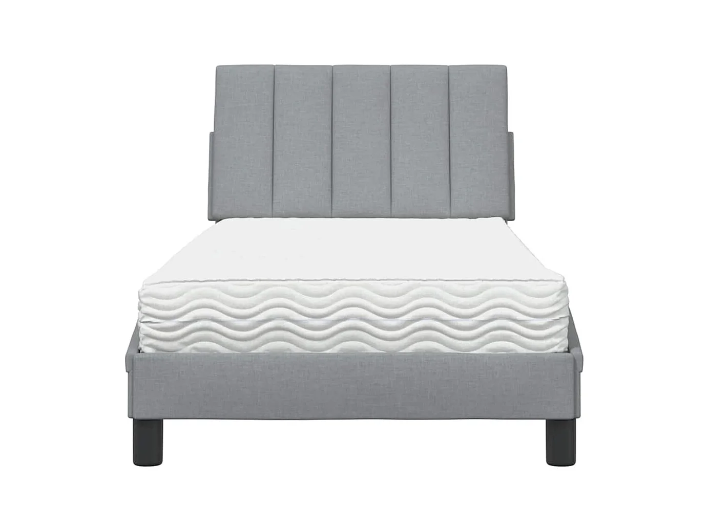 Lit avec matelas Hanko gris clair 90x200 cm tissu