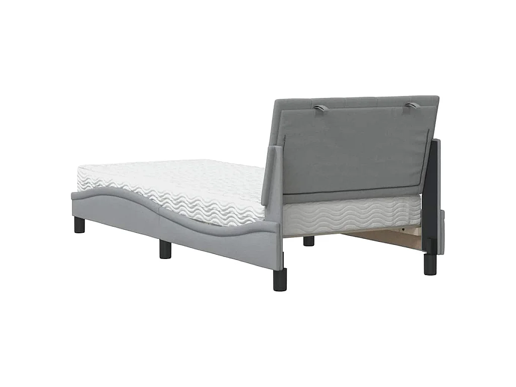 Letto con Materasso Hanko Grigio Chiaro 90x200 cm in Tessuto