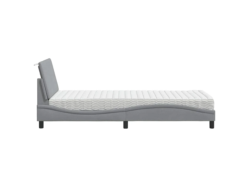 Bed met matras "Hanko" stof lichtgrijs 90x200 cm