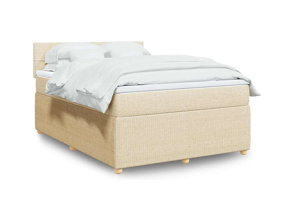 Sommier à lattes de lit avec matelas Crème 140x190 cm Tissu