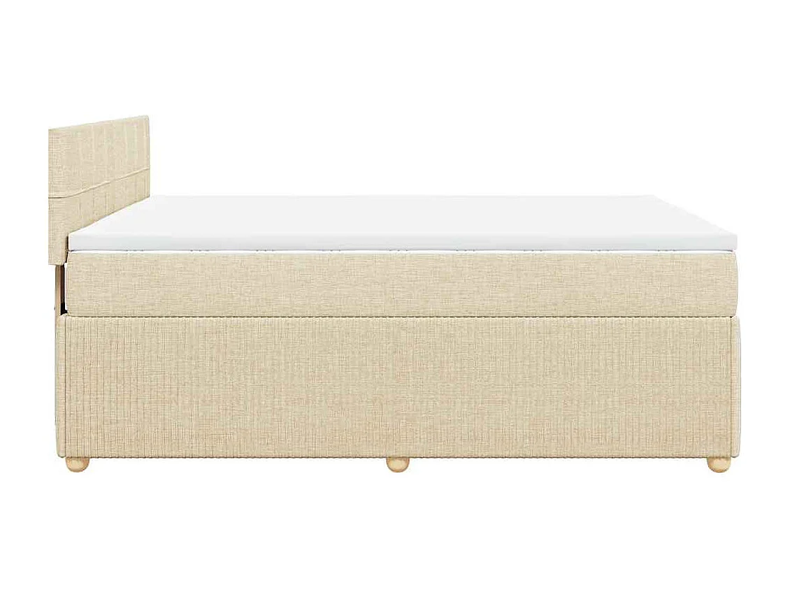 Sommier à lattes de lit avec matelas Crème 140x190 cm Tissu