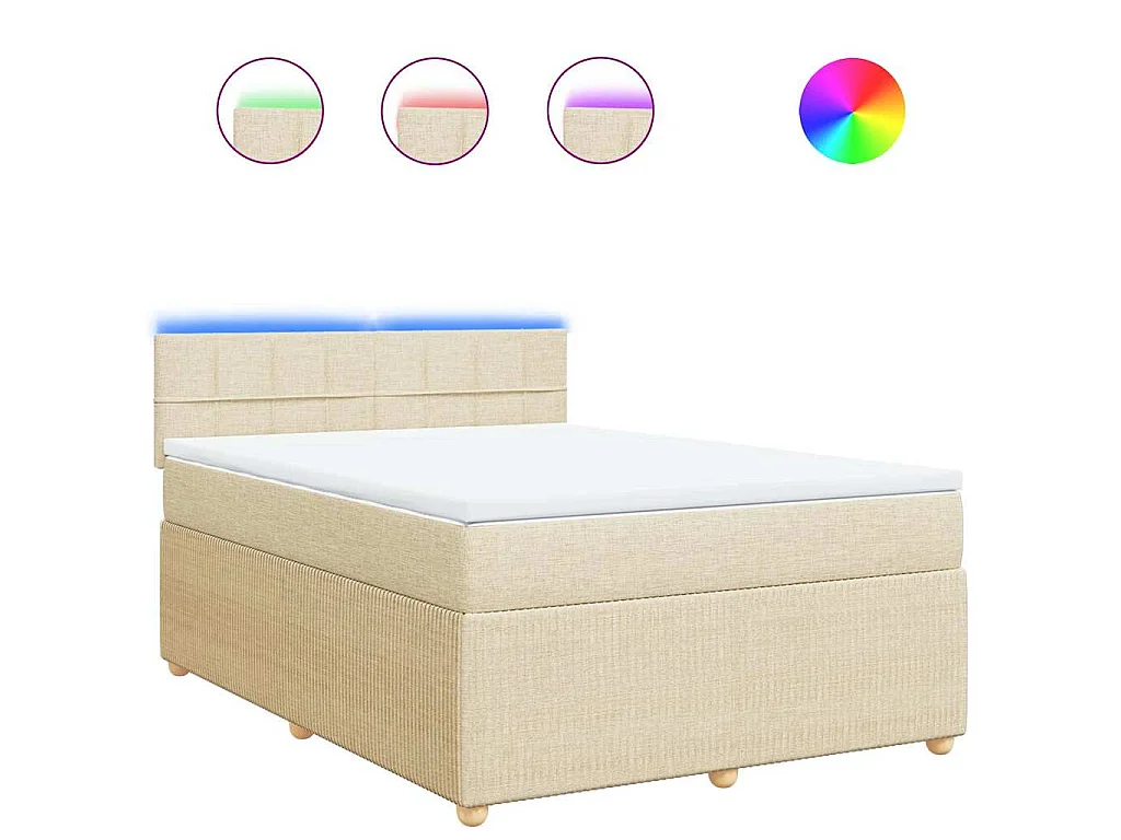 Sommier à lattes de lit avec matelas Crème 140x190 cm Tissu