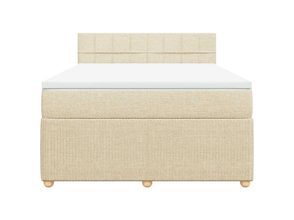 Sommier à lattes de lit avec matelas Crème 140x190 cm Tissu