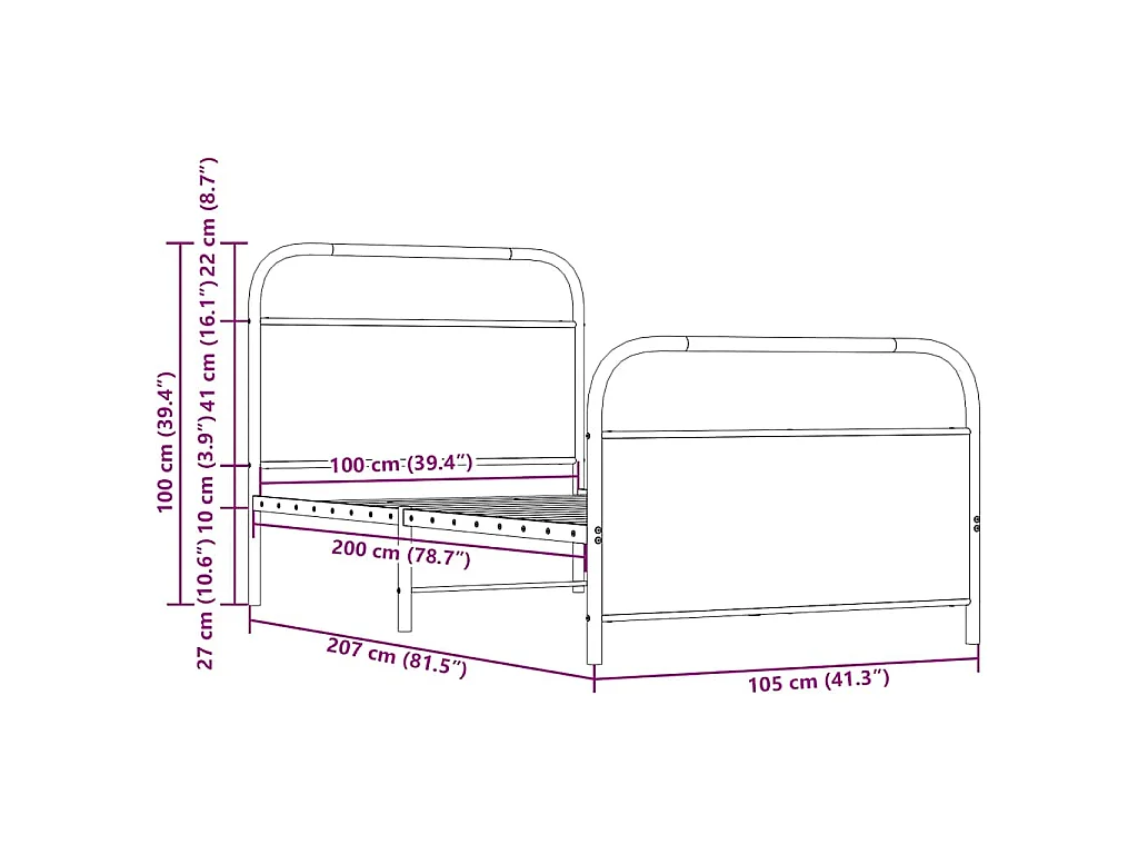Giroletto senza Materasso Rovere Fumo 100x200 cm in Truciolato