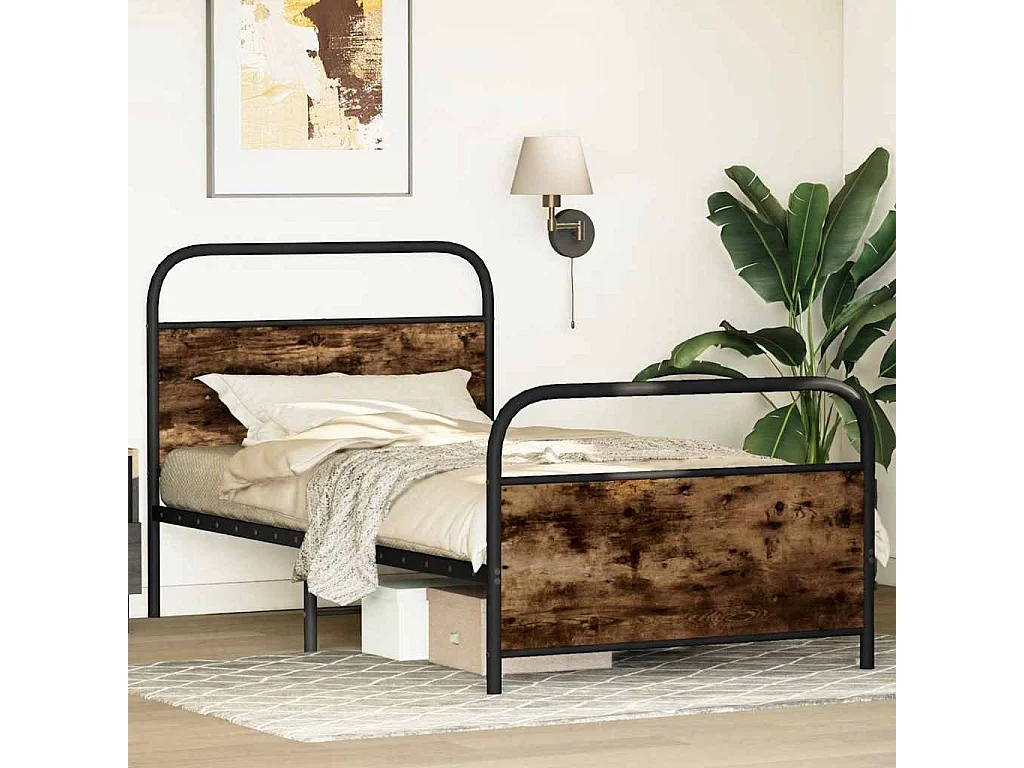 Giroletto senza Materasso Rovere Fumo 100x200 cm in Truciolato