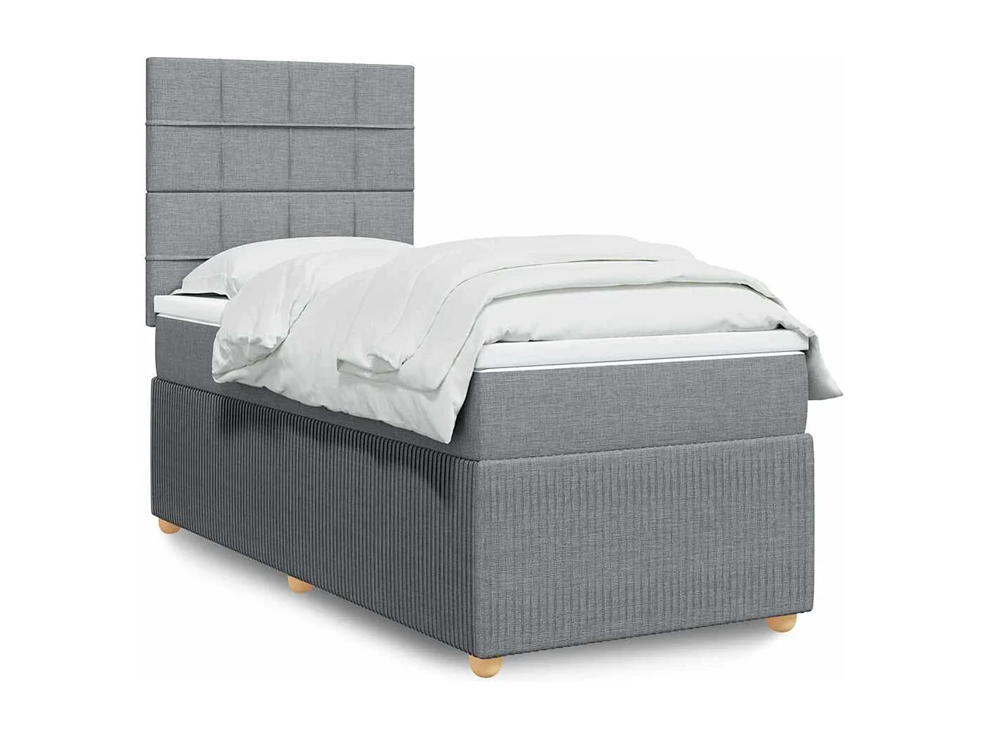 Sommier à lattes de lit avec matelas Gris clair 90x200 cm Tissu
