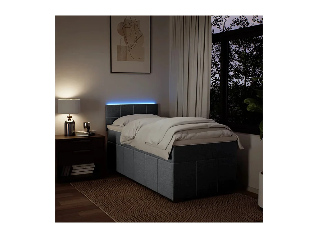 Sommier à lattes de lit et matelas Gris clair 90x190 cm Tissu