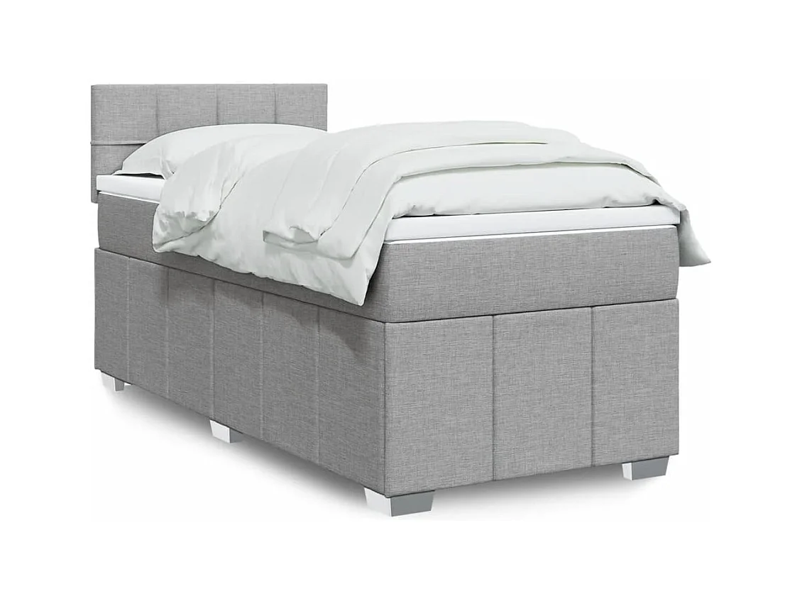 Sommier à lattes de lit et matelas Gris clair 90x190 cm Tissu