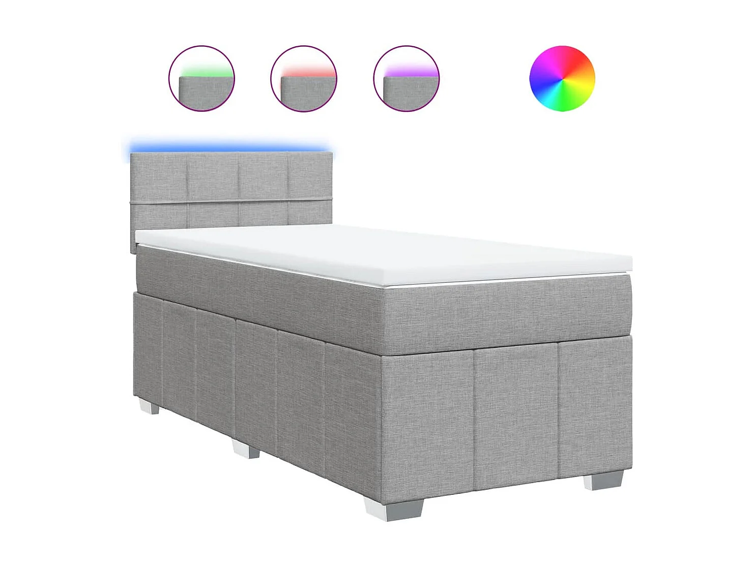 Boxspringbett mit Matratze Hellgrau 90x190 cm Stoff