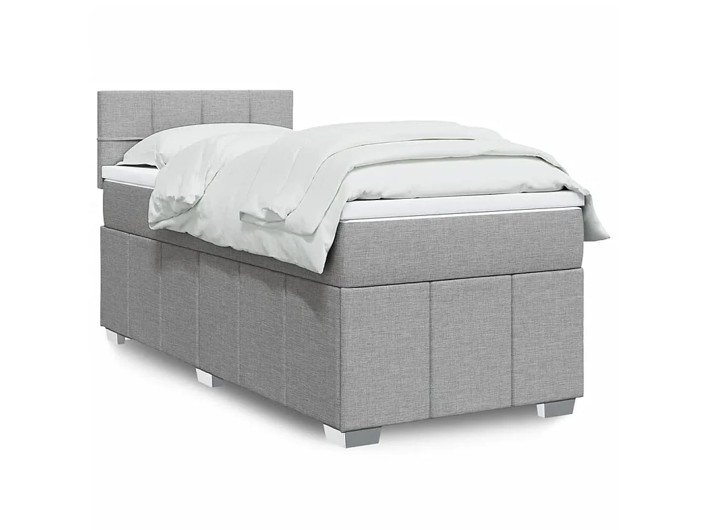 Sommier à lattes de lit et matelas Gris clair 90x190 cm Tissu