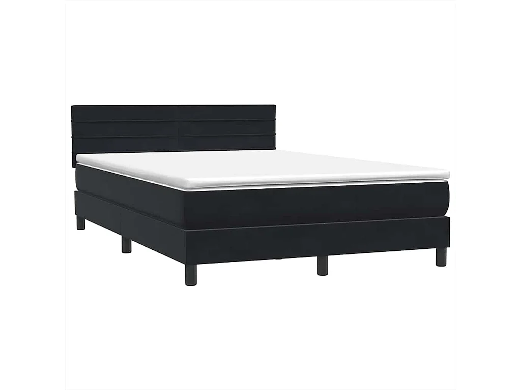 Boxspring met matras fluweel zwart 160x210 cm