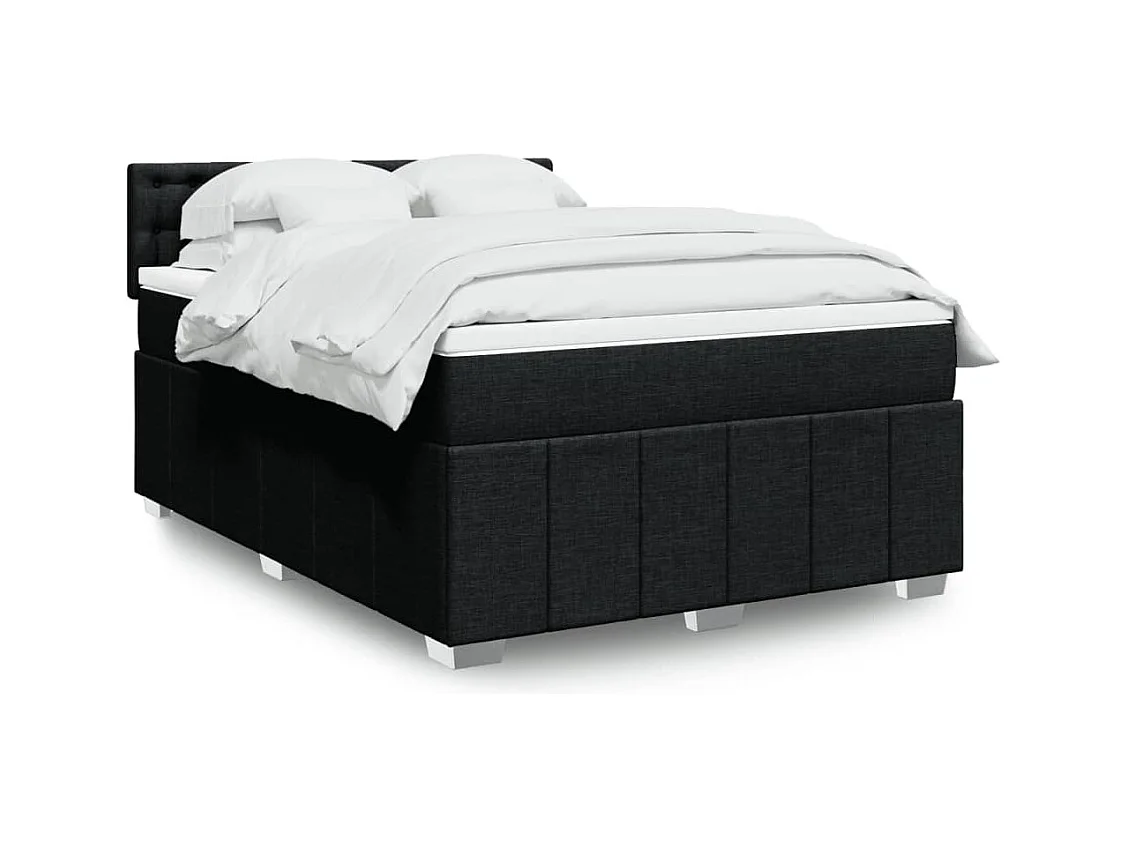 Boxspringbett mit Matratze Schwarz 140x200 cm Stoff