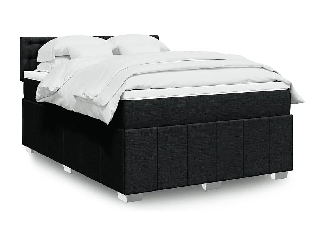 Boxspringbett mit Matratze Schwarz 140x200 cm Stoff