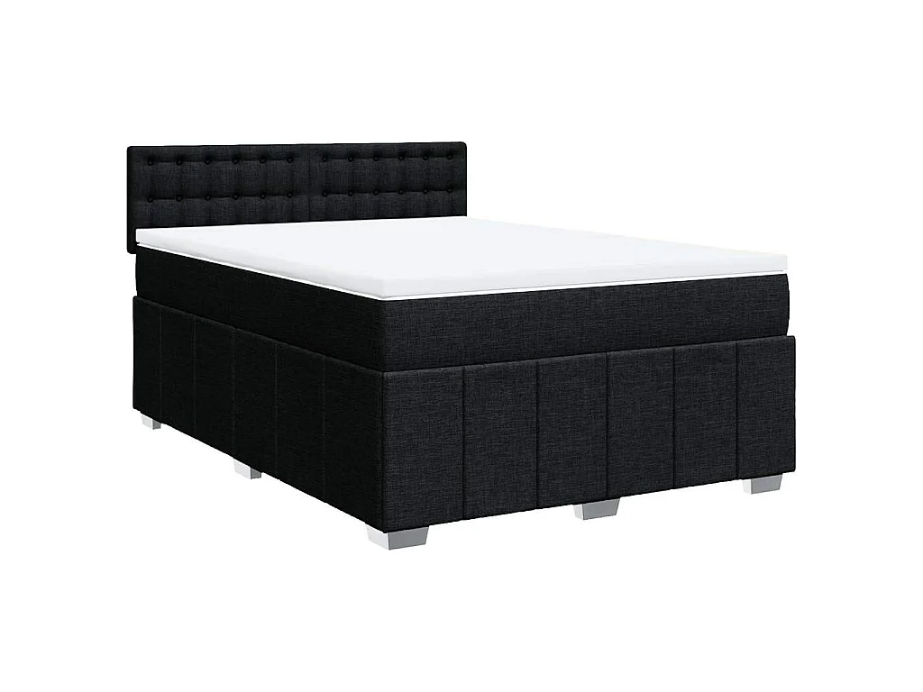 Sommier à lattes de lit avec matelas Noir 140x200 cm Tissu