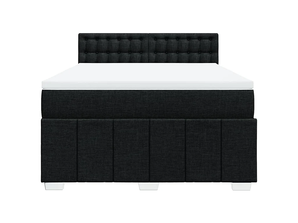 Sommier à lattes de lit avec matelas Noir 140x200 cm Tissu