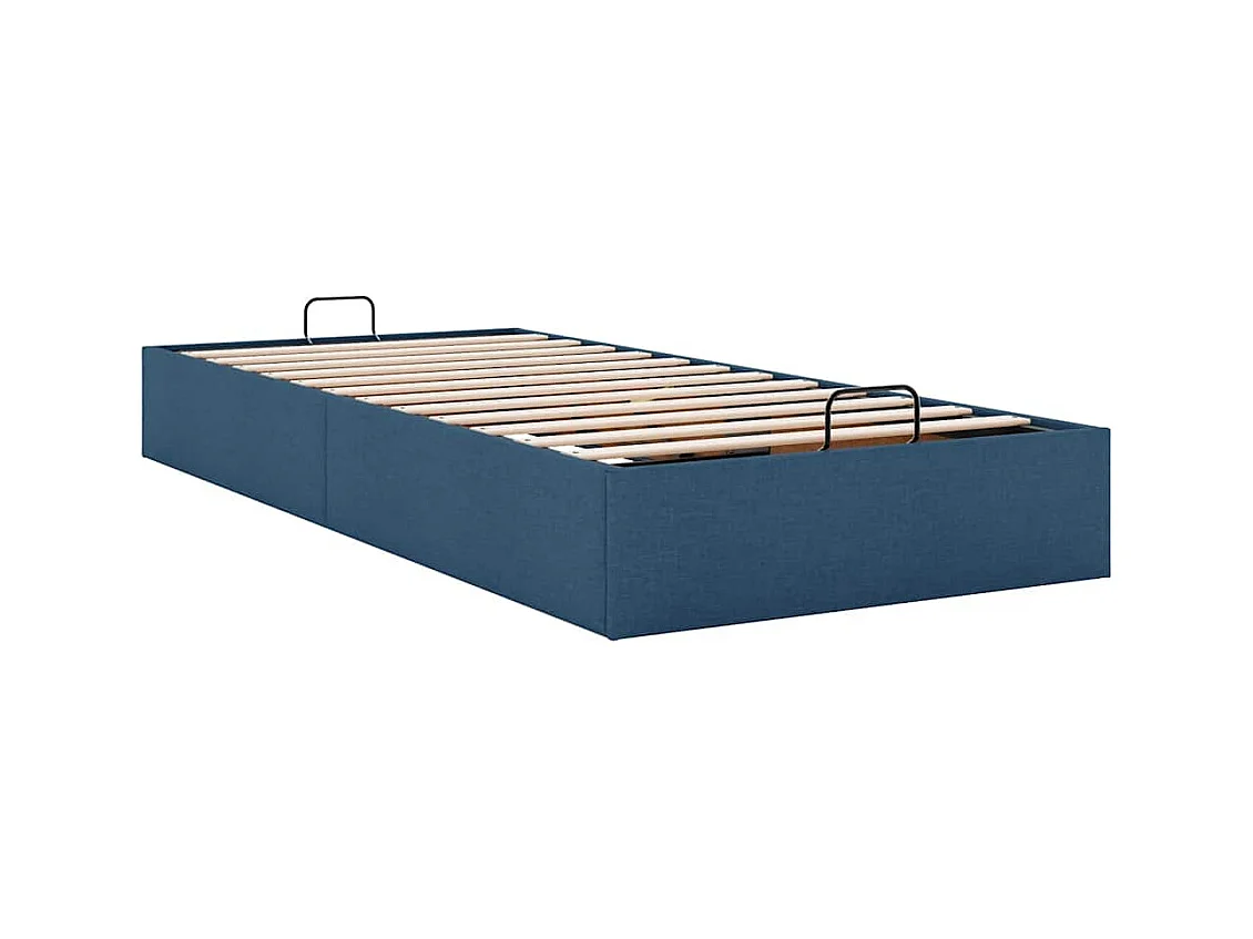Cadre de lit ottoman sans matelas bleu 90x190 cm tissu
