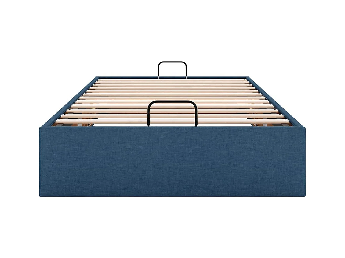 Cadre de lit ottoman sans matelas bleu 90x190 cm tissu