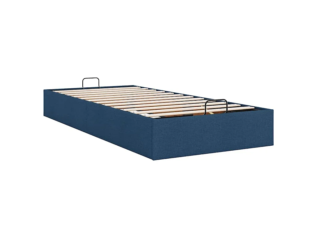 Estructura de cama otomana sin colchón tela azul 90x190 cm
