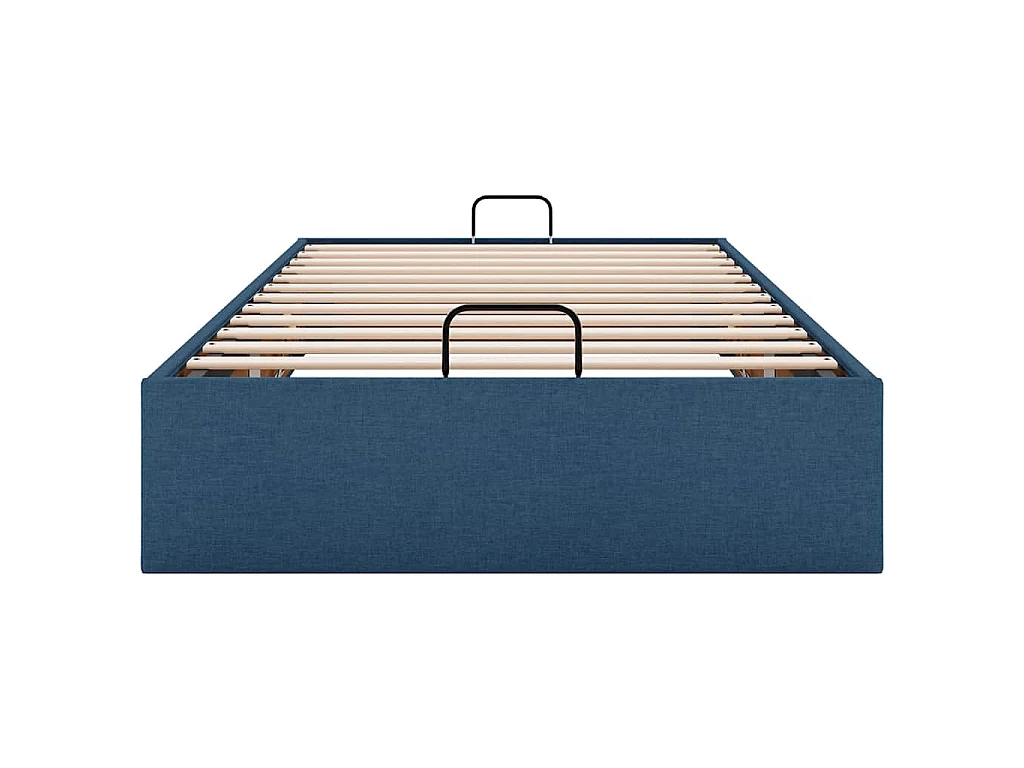 Cadre de lit ottoman sans matelas bleu 90x190 cm tissu