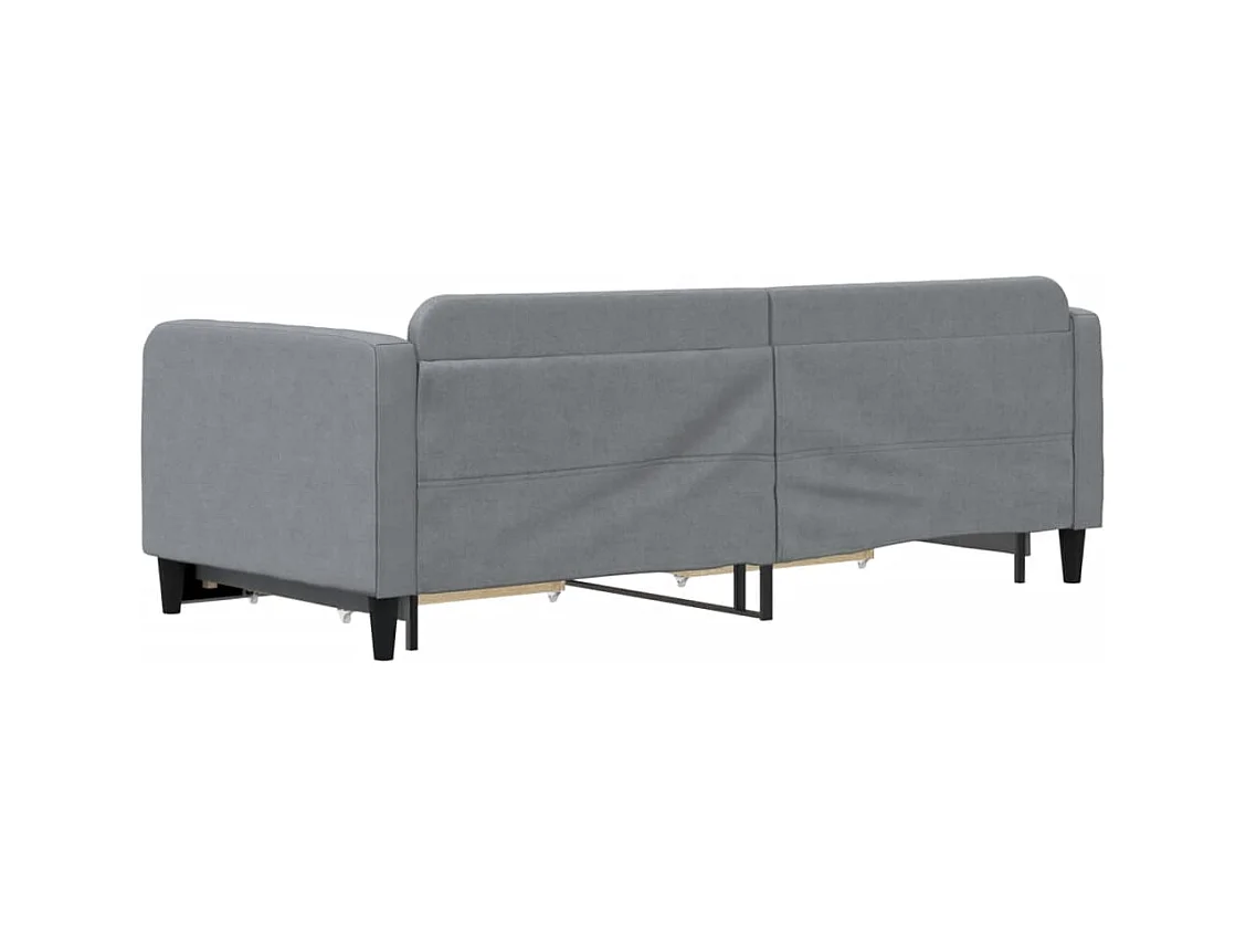 Tagesbett Ausziehbar mit Schubladen Hellgrau 90x190 cm Stoff