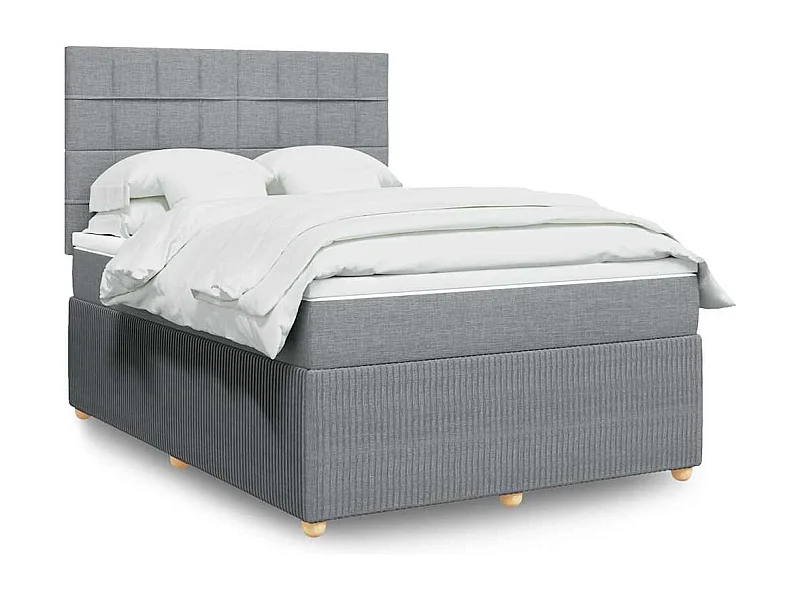 Boxspring met matras stof lichtgrijs 140x190 cm